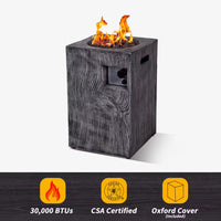 Outdoor Propane Fire Pit, 30000 BTU Column Propane Fire Pit, Wood-Look Surface