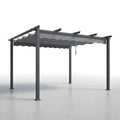 Aluminum Pergola Built for Outdoor Living, 16x12 Ft Coverage, Retractable Dark Gray Canopy, 192 Sq Ft Shade
