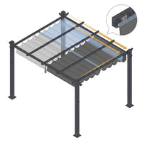 16 Ft. W X 12 Ft. D Aluminum Pergola Outdoor with Dark Gray Retractable Canopy — How It Works