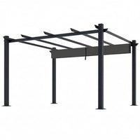 Aluminum Pergola Built for Outdoor Living, 16x12 Ft Coverage, Retractable Dark Gray Canopy, 192 Sq Ft Shade