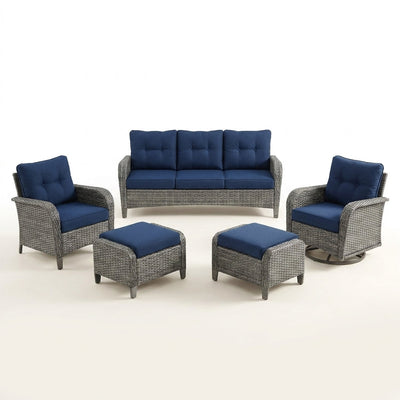 Outdoor Patio Conversation Set Built for Comfort, Steel Frame, High-Density Cushions, 6-Piece Collection