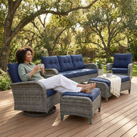 Outdoor Patio Conversation Set Built for Comfort, Steel Frame, High-Density Cushions, 6-Piece Collection — Lifestyle