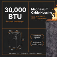Outdoor Propane Fire Pit, 30000 BTU Column Propane Fire Pit, Wood-Look Surface — Results & Stats