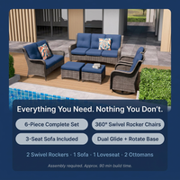 Patio Furniture Set 6-Piece Outdoor Patio Conversation Set with Blue Cushions Lawn Furniture — Results & Stats