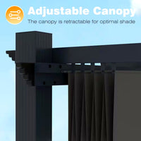 Aluminum Pergola Built for Outdoor Living, 16x12 Ft Coverage, Retractable Dark Gray Canopy, 192 Sq Ft Shade